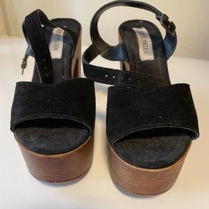 Black Wood Steve Madden High Heel Sandals